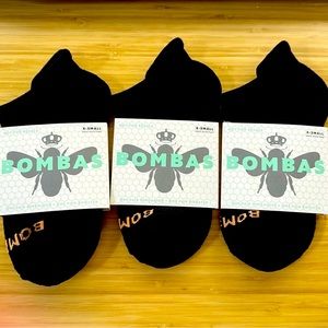 3 NWT BOMBAS XS BLACK SOCKS